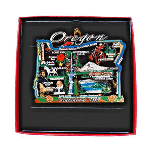 Oregon State Ornament Colored Brass, Travel Souvenir, Personalize w Year Charm